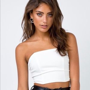 Princess Polly Moxie Strapless Crop Top White